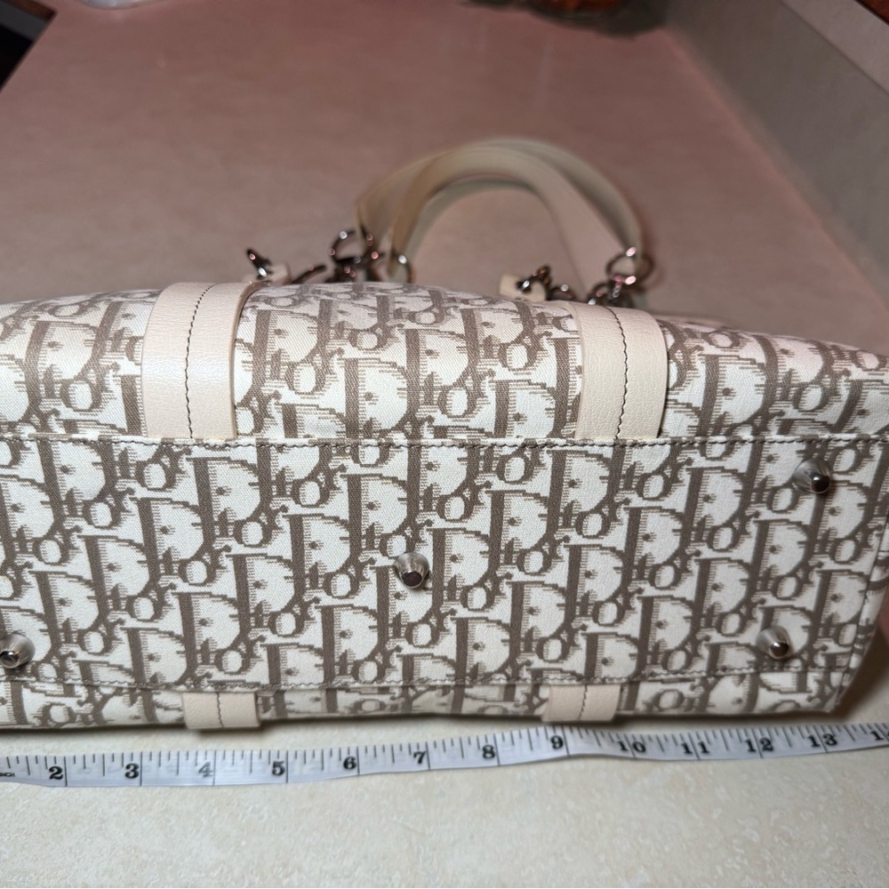 Vtg Authentic Christian Dior Troter Embroidered Diorissimo Canvas Tote Bag - Picture 8 of 16
